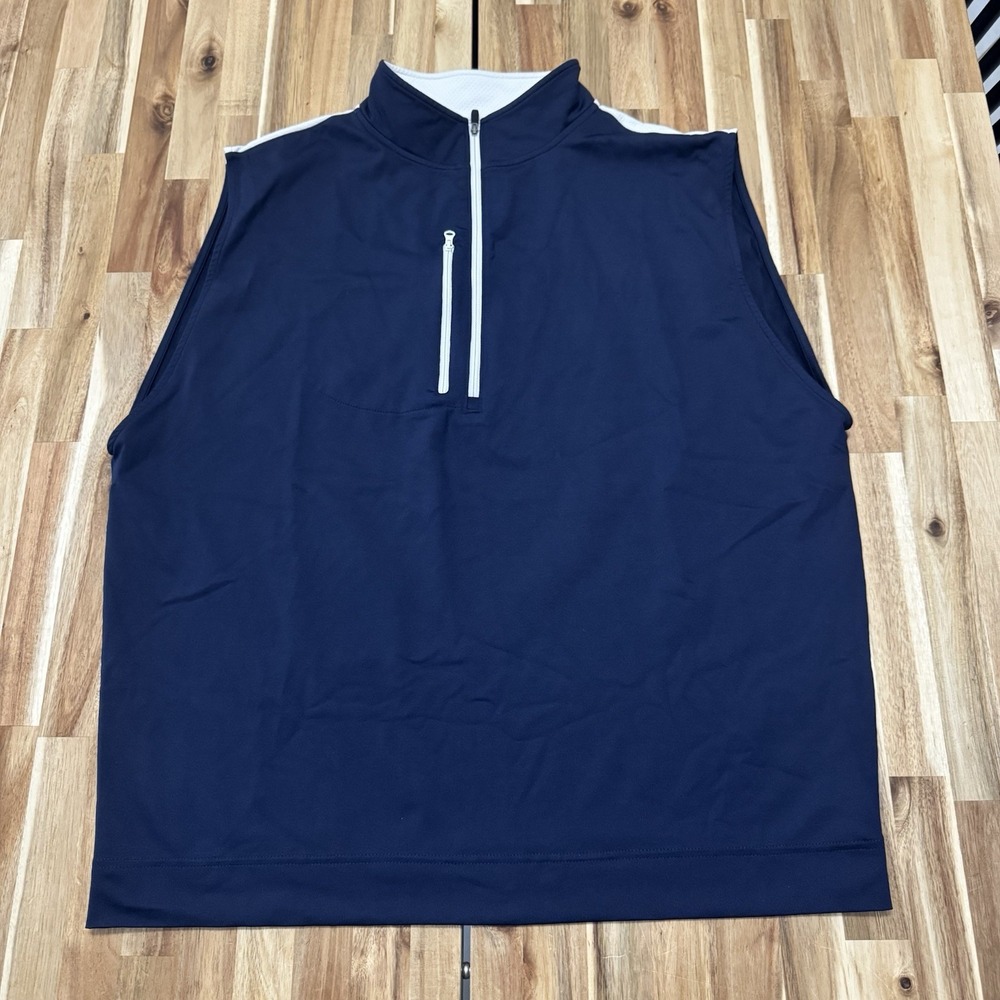 Footjoy Vest Mens XL Blue Approach Quarter Zip 1/4 Pullover Performance Golf